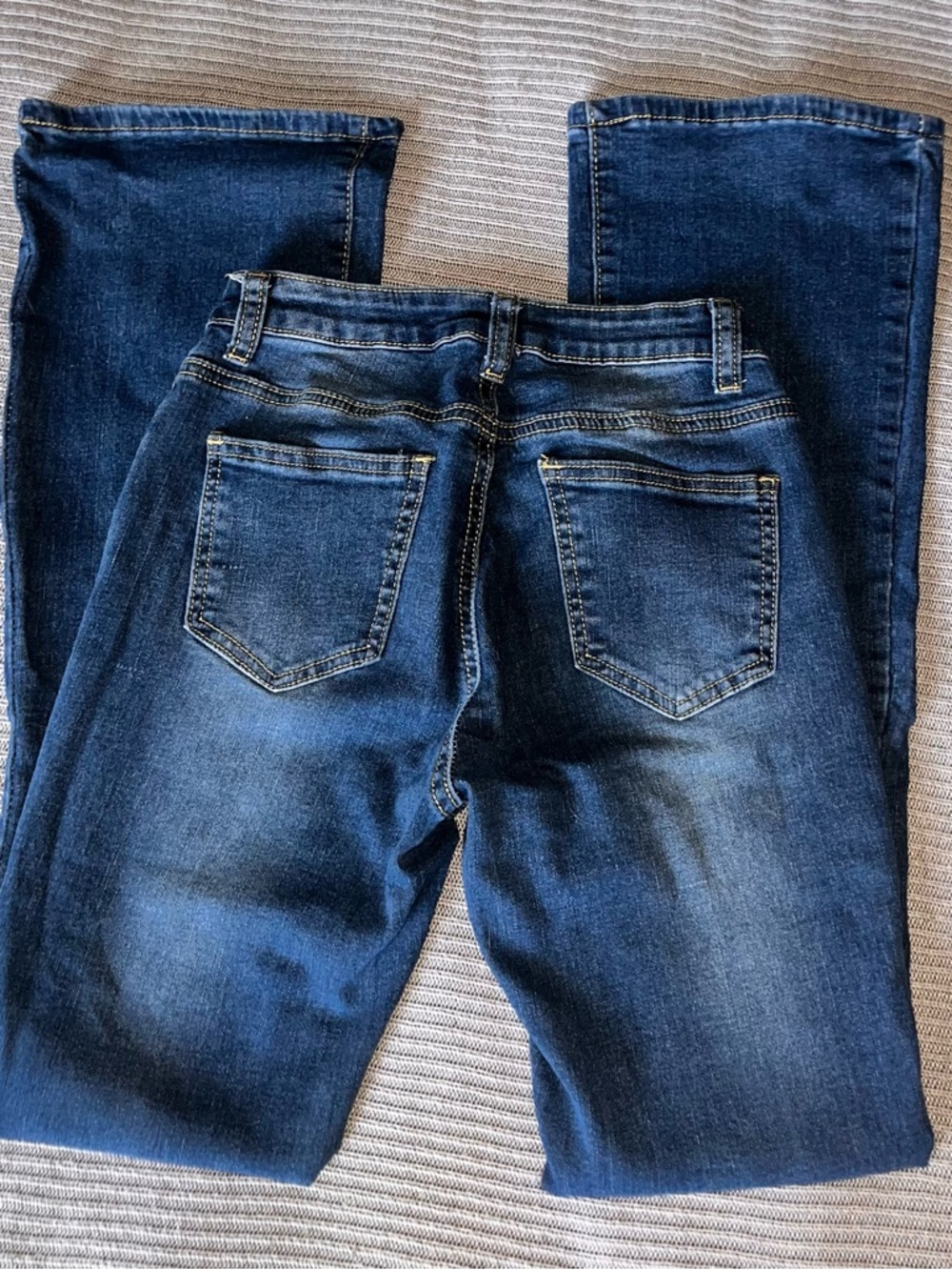 Y2K Hippie Rose Indigo Blue Flare Jeans - Picture 2 of 3